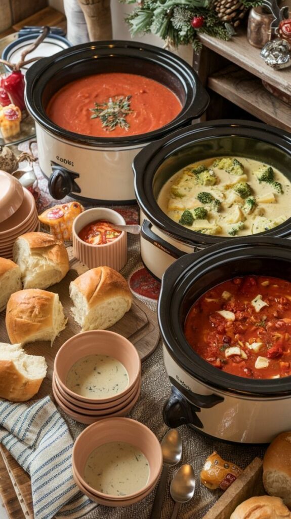 christmas soup and bread table