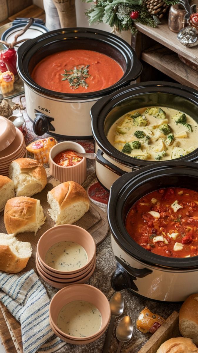 Christmas Soup and Bread Table